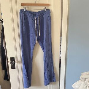 Roxy Women's Blue/Lavender Wide Leg Pants - Linen Blend